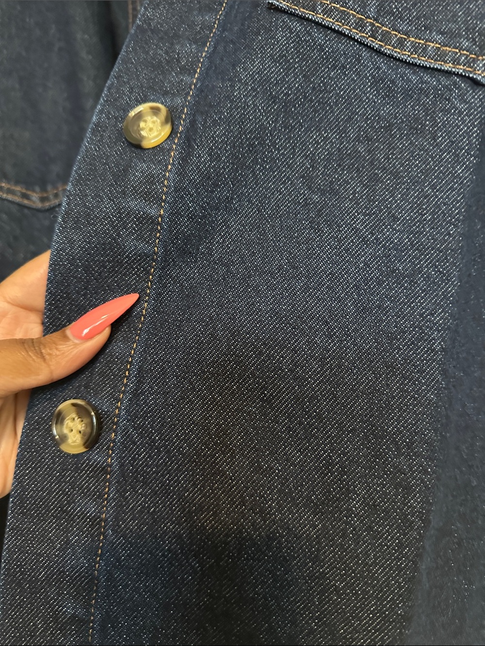 H&M Navy Denim Jacket with Contrast Stitching - Picture 7 of 7